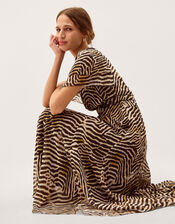 Annie Animal Print Midi Dress, Brown (BROWN), large