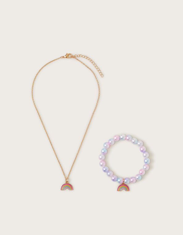 Rainbow Charm Necklace and Bracelet Set, , large