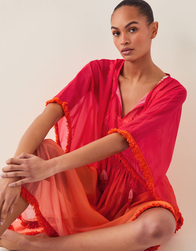 Miley Ombré Kaftan Dress, Orange (ORANGE), large