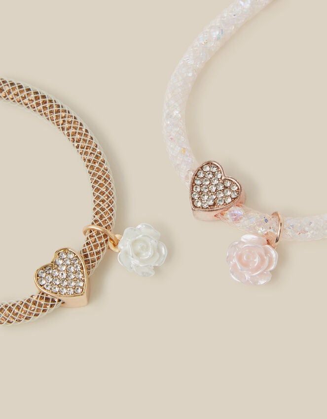 2-Pack Rose Heart Mesh Bracelets , , large