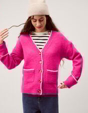 Oona V-Neck Oversized Cardigan , DARK PINK, large