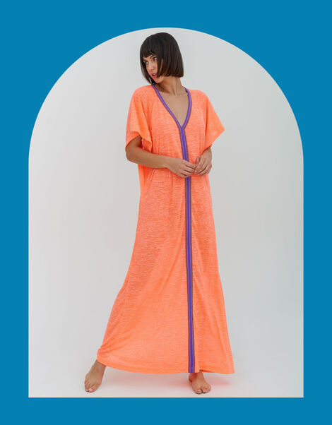 Pitusa Inca Abaya Maxi Sundress, Orange (CORAL), large