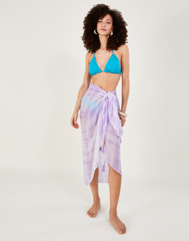 Tie Dye Tassel Silk Sarong, , large