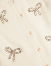 Bow Embellished Cardigan, Ivory (IVORY), large