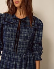 Ruth Check Corduroy Midi Dress, Blue (NAVY), large