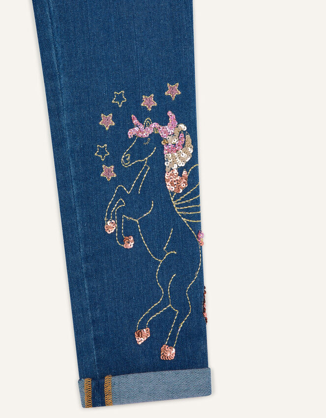 Embellished Unicorn Jeans, Blue (BLUE), large