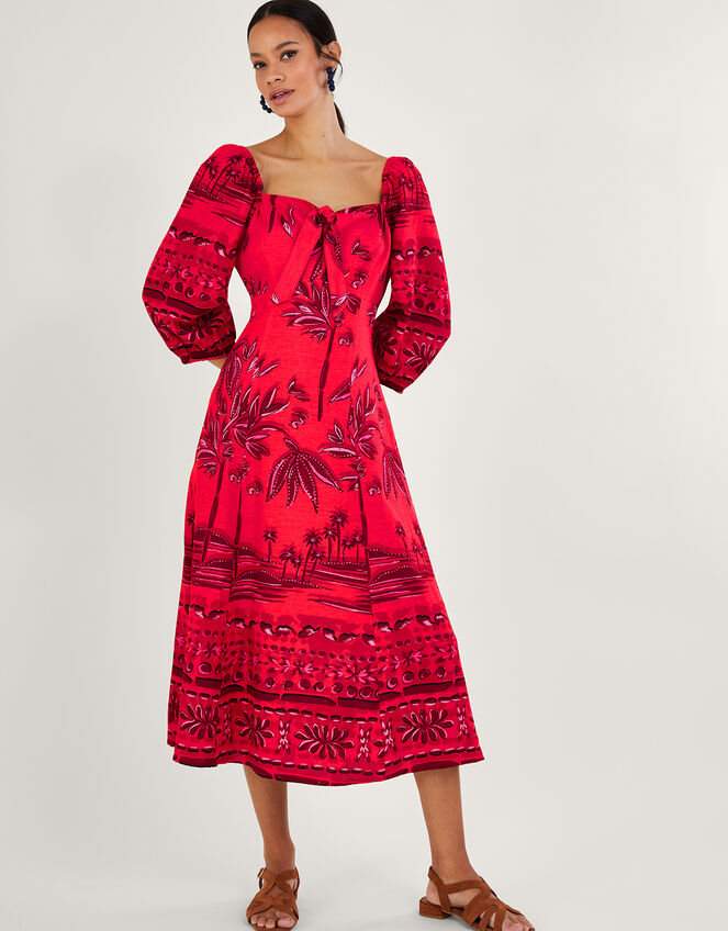 Paola Palm Print Dress with LENZING™ ECOVERO™, Red (RED), large