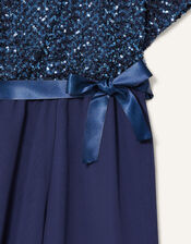 Sequin Cape Sleeve Jumpsuit, Blue (NAVY), large