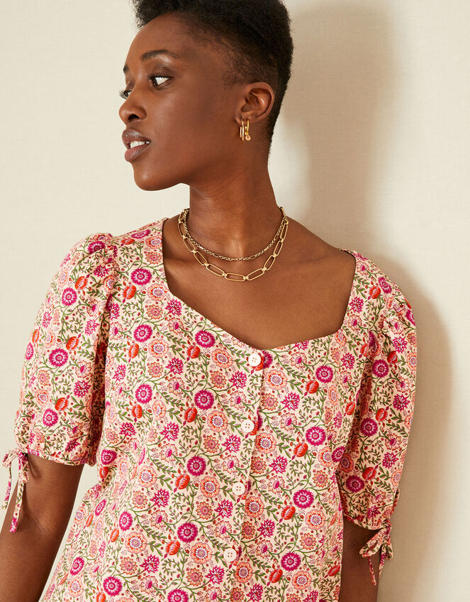 Button Through Smock Jersey Top, Ivory (IVORY), large