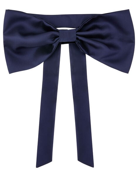 BRIDESMAID Duchess Twill Bow and Sash , Blue (NAVY), large