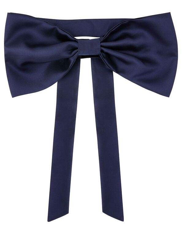 BRIDESMAID Duchess Twill Bow and Sash , Blue (NAVY), large