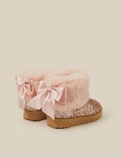 Bow Fluffy Glitter Boots, Pink (PINK), large