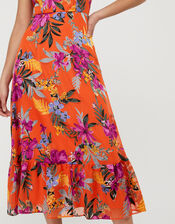 Trixie Burnout Floral Tiered Dress, Orange (ORANGE), large