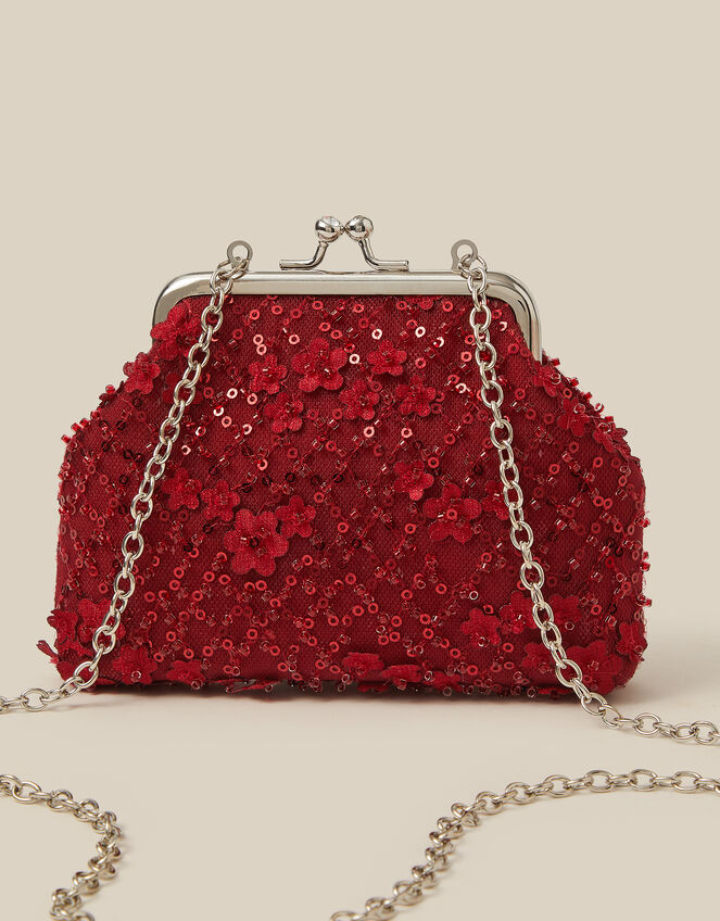 Taylor Beaded Bag , Red (BURGUNDY), large