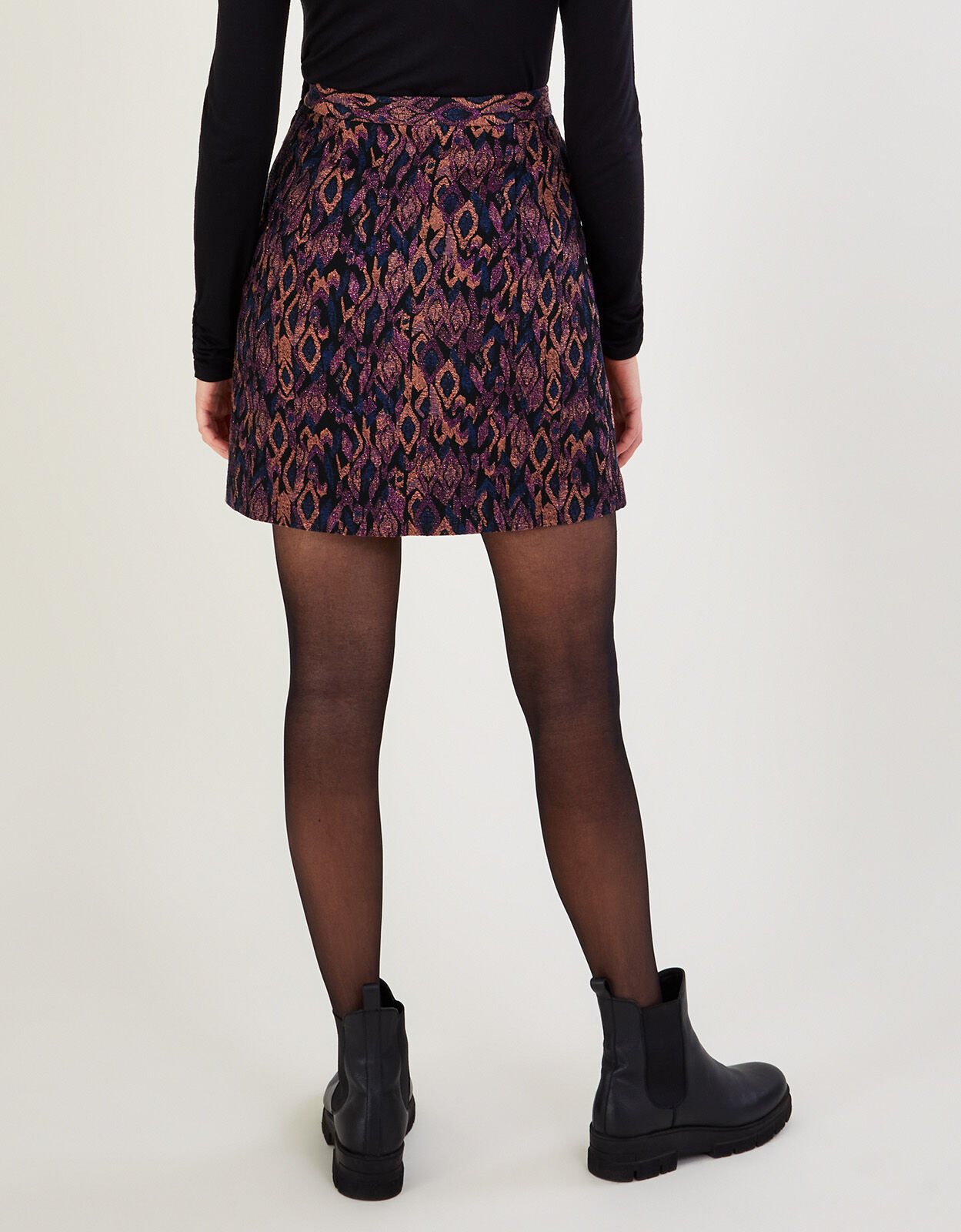 Joanne Metallic Jacquard Skirt Purple Skirts Monsoon ROI