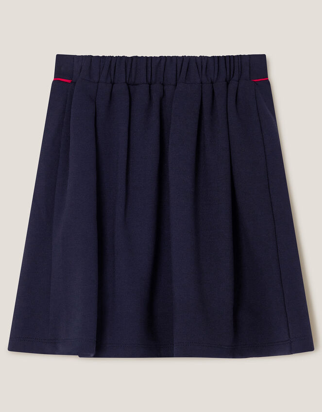 Bow Ponte Pleated Skirt, Blue (NAVY), large