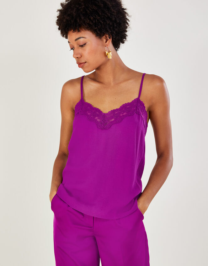 Clara Lace Cami Top with LENZING™ ECOVERO™	, Pink (PINK), large