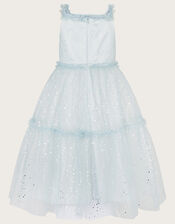 Glitter Tulle Strappy Maxi Dress, Silver (SILVER), large