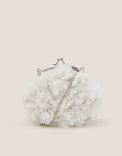 Appliqué Floral Cluster Clip Frame Bag, Ivory (IVORY), large