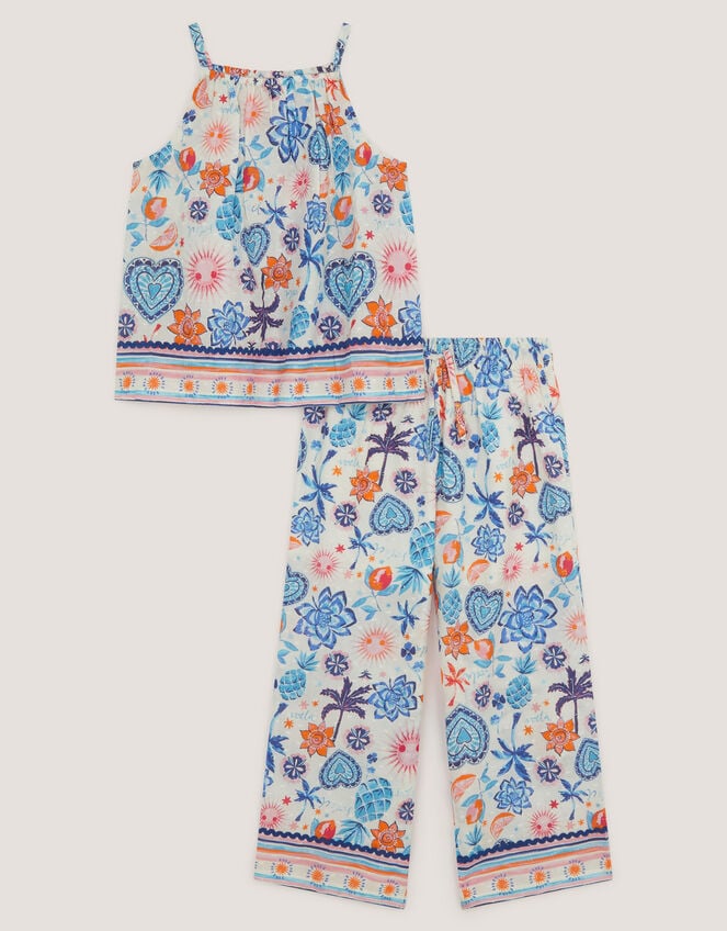 Summer Print Sleeveless Top & Trousers Set, Cream (CREAM), large