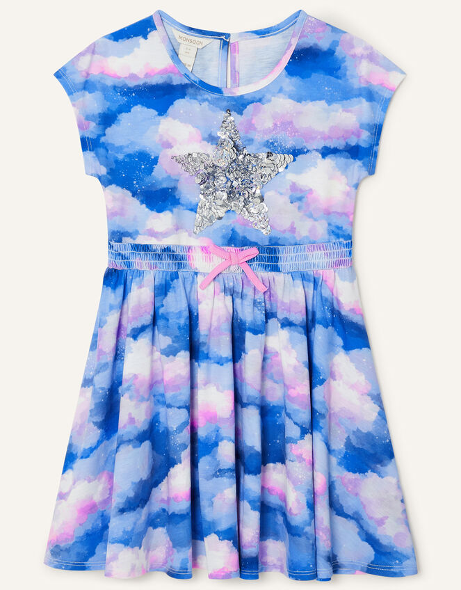Sequin Star Cloud Print Jersey Top, Multi (MULTI), large