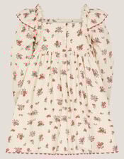 Baby Ditsy Floral Smock Dress, Ivory (IVORY), large