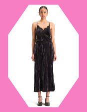 Scotch and Soda Velvet Midi Skirt, Black (BLACK), large