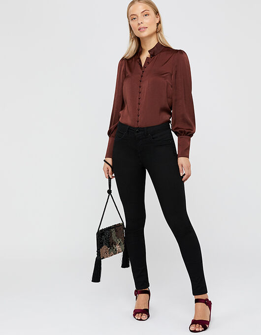 Penny High Neck Blouse Brown | Monsoon 