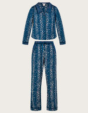 Star Stripe Print Pyjama Set in LENZING™ ECOVERO™ , Teal (TEAL), large