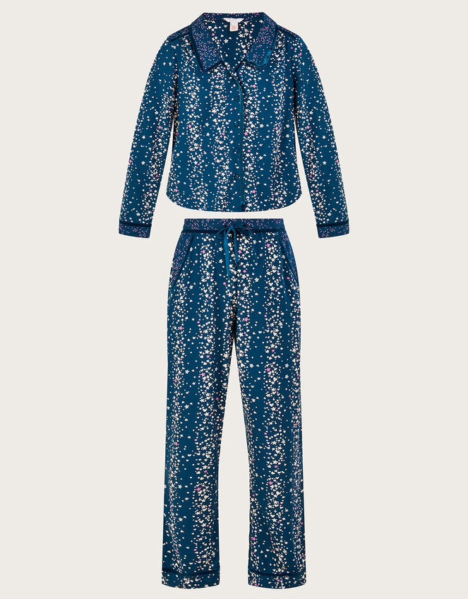 Star Stripe Print Pyjama Set in LENZING™ ECOVERO™ , Teal (TEAL), large
