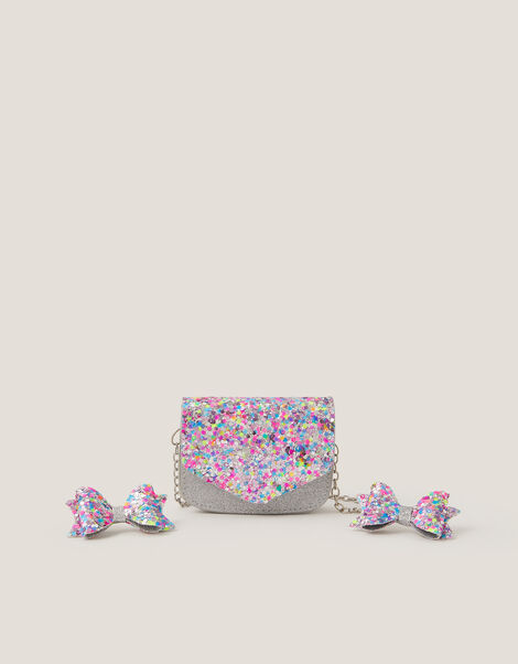 Confetti Glitter Bag & Hair Clips Set, , large