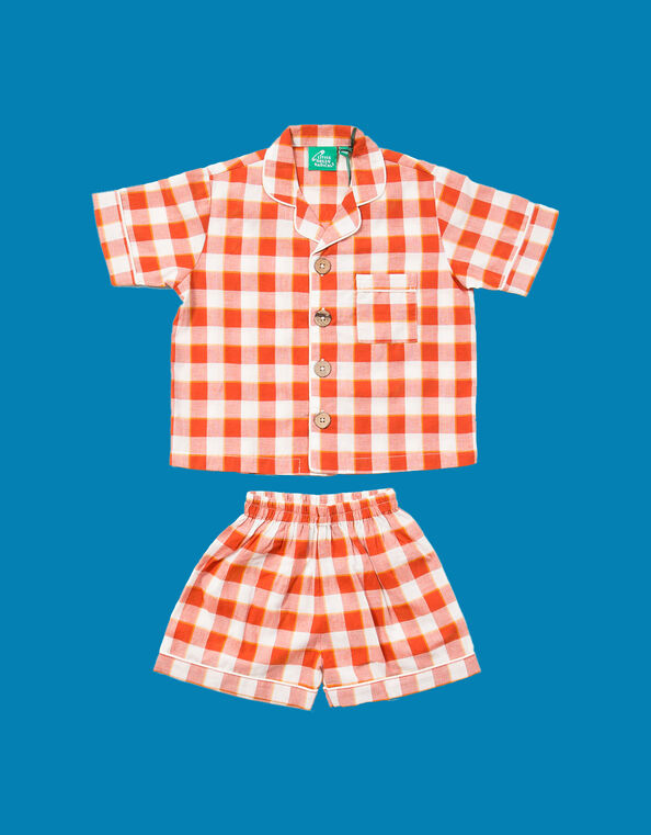 Little Green Radicals Check Print Button Through Pyjama Set, Red (RED), large