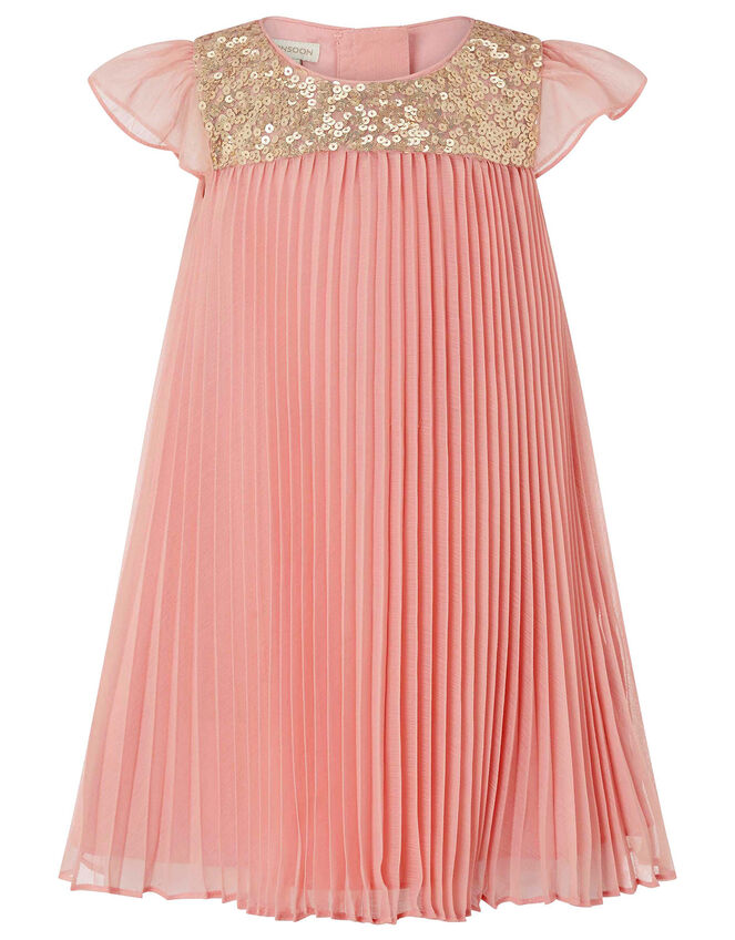 Baby Polly Sequin Pleated Dress, Pink (DUSKY PINK), large