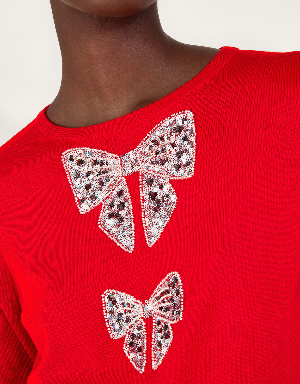 Di Double Bow Jumper Red Knitwear Monsoon Global