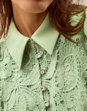 Bridget Puff Sleeve Lace Midi Dress, Green (MINT), large