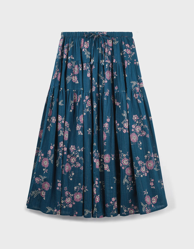 East Layla Floral Midi Skirt, Blue (BLUE), large