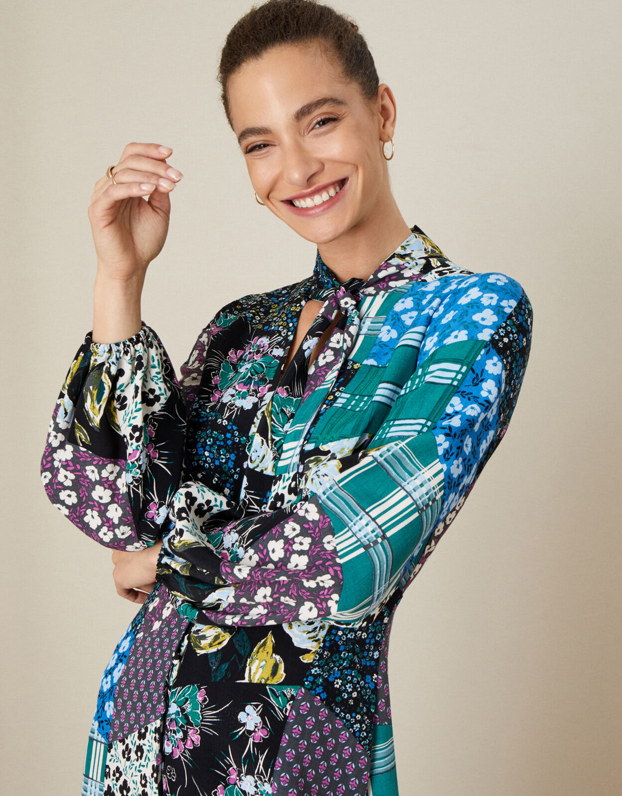 Bette Patch Print Shirt Dress Green Shirt Dresses Monsoon ROI