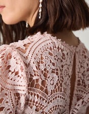 Monica Lace Midi Bridesmaid Dress, Pink (SOFT PINK), large