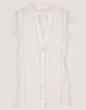 Lacy Sleeveless Broderie Top, Ivory (IVORY), large