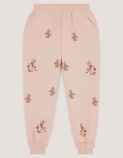 Floral Embroidered Broderie Joggers, Pink (PINK), large