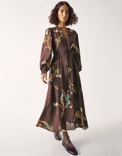 East Jeanie Botanical Print Maxi Dress, Grey (CHARCOAL), large