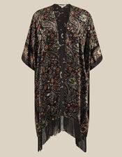 Regan Paisley Devor&eacute; Fringe Poncho, , large