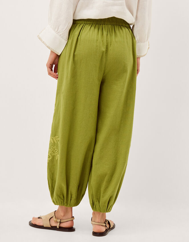 Effie Embroidered Balloon Trousers, Green (GREEN), large