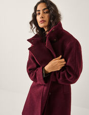 Freya Boucl&eacute; Coat, Red (BURGUNDY), large