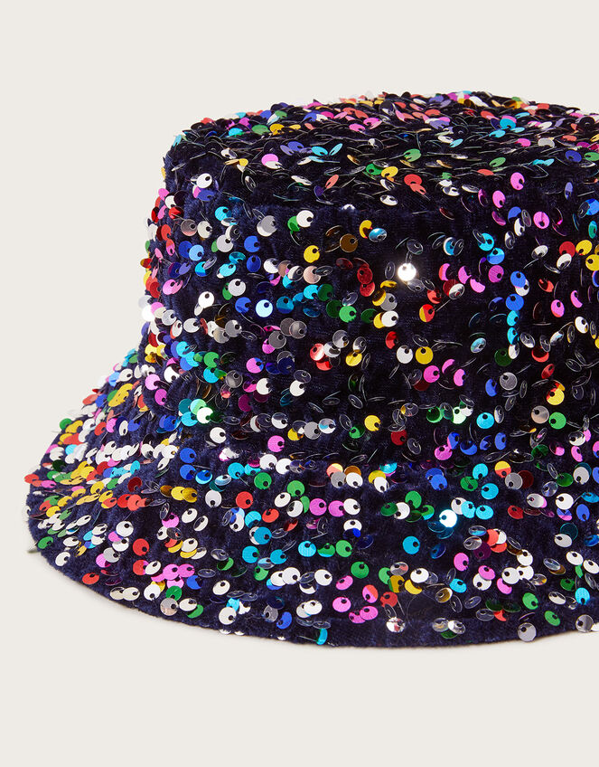 Sequin Bucket Hat, Blue (NAVY), large