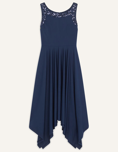 Annie Soft Hanky Hem Prom Dress Blue, Blue (NAVY), large
