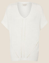 Tyla Tape Sleeveless V-Neck Jumper , Ivory (IVORY), large