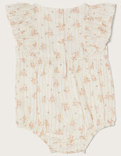 Newborn Ditsy Sparkle Frill Romper, Gold (GOLD), large