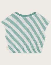 Stripe Towelling Crop Top, Green (GREEN), large