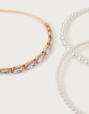 3-Pack Diamante Pearl Headbands, , large